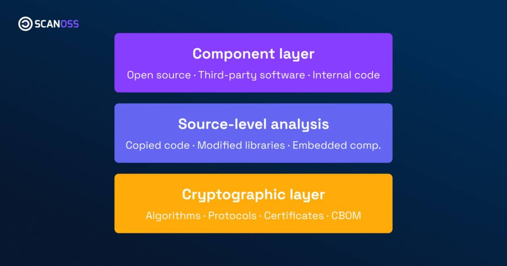 Three-layer diagram showing NIS2 software visibility scope